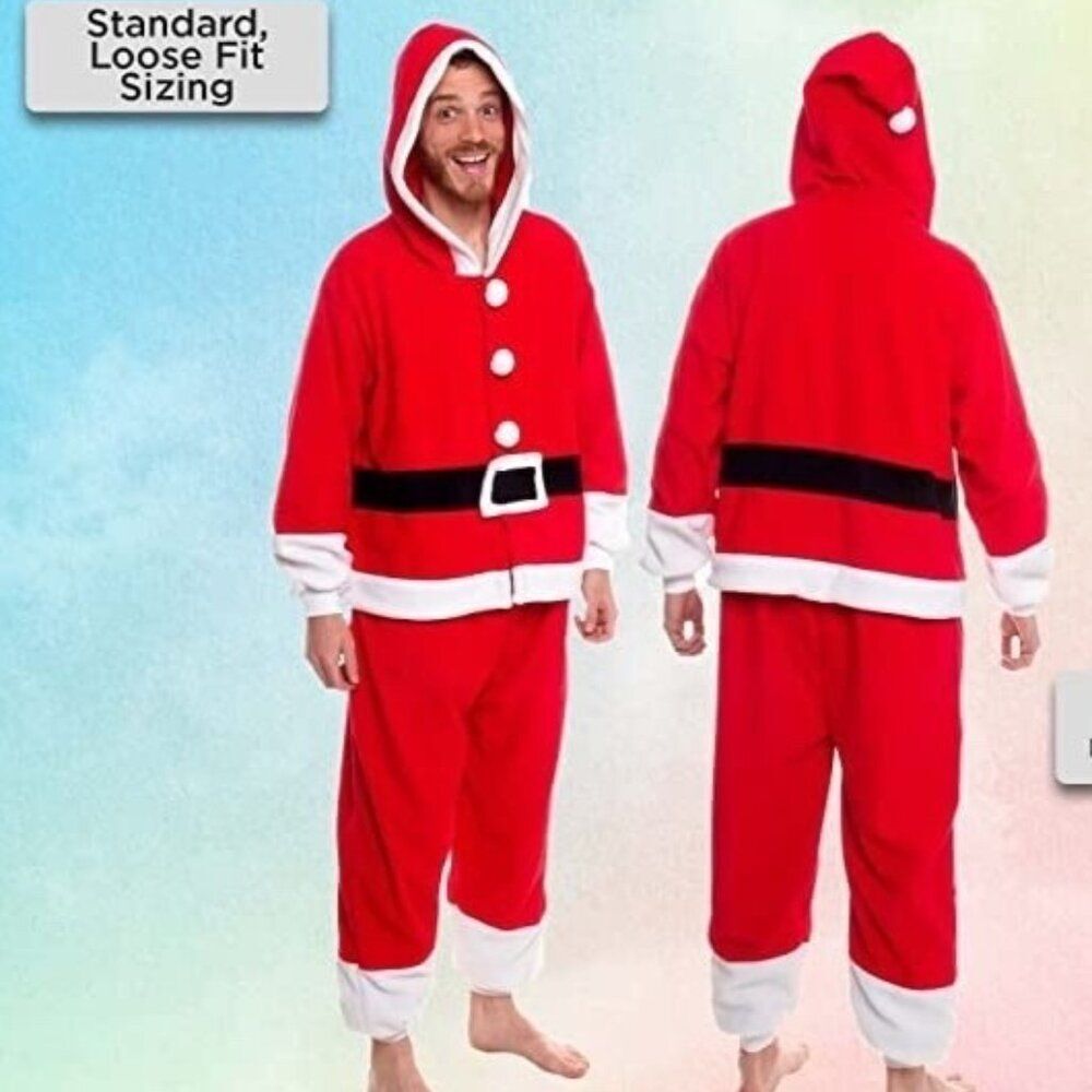 NWT Santa Claus Costume Size S Unisex One Piece Cosplay FUNZIEZ! Silver Lilly